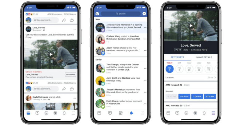 فيسبوك يضيف ميزة جديدة إلى موقعه متعلقة بمواعيد عرض الأفلام